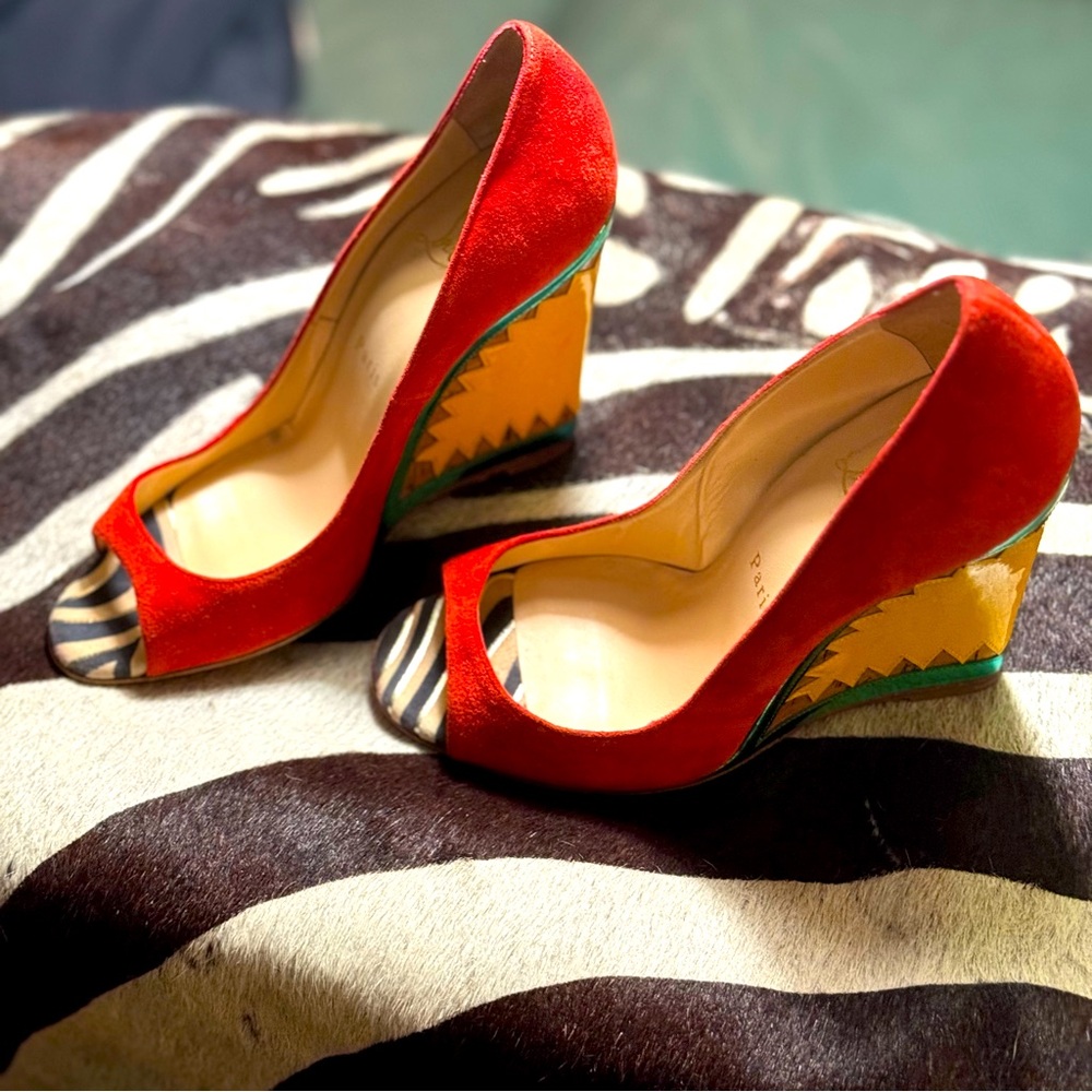 Christian Louboutin 37’s cork wedge heels